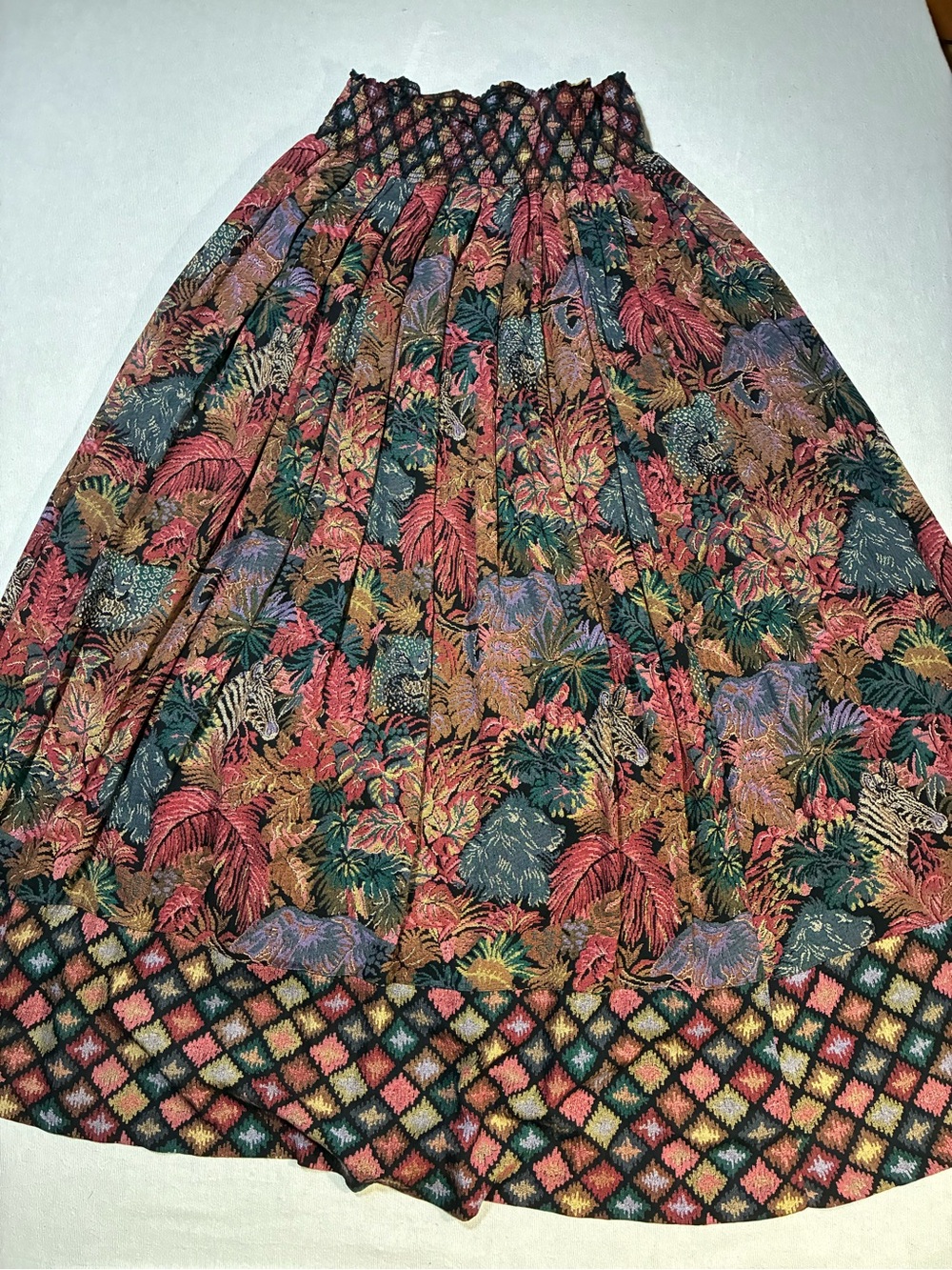 Vintage Karen Kane Multicolor Floral A-Line Maxi Skirt